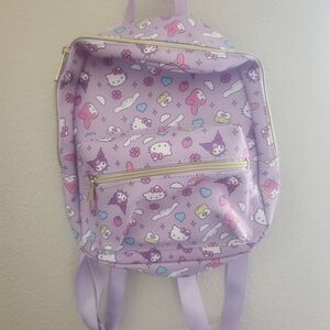 Hello Kitty Lavender Backpack with Cartoon Design
